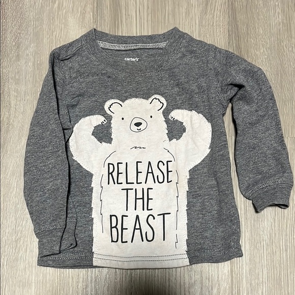 4/$20 Carter's Gray Kids Shirt - Release the Beast 12M - Picture 1 of 1